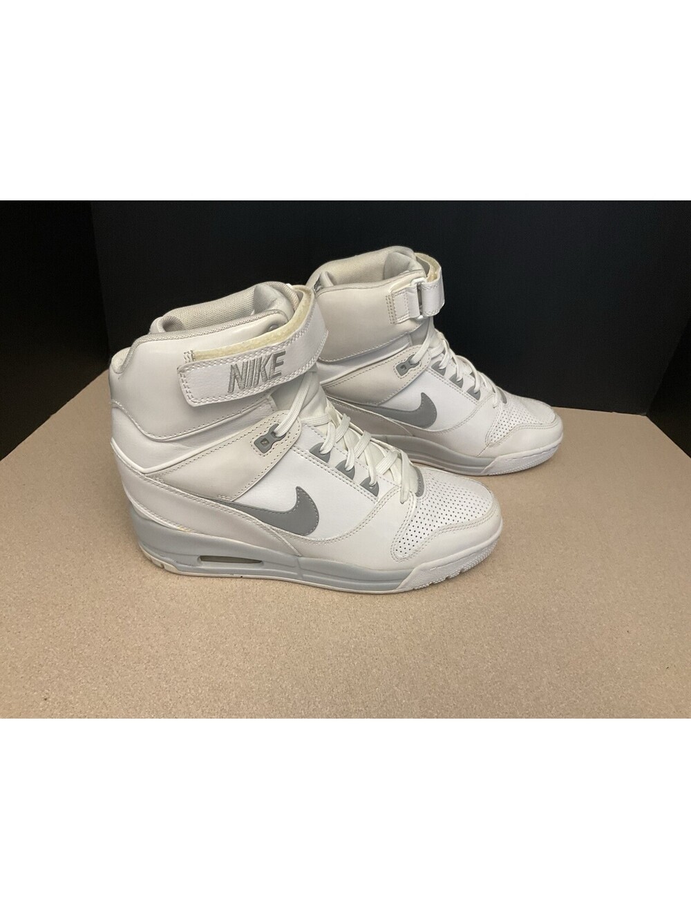 Womens Nike Air Revolution Sky Hi Wedge White/Grey Sneakers/Shoes. Size 10.5.